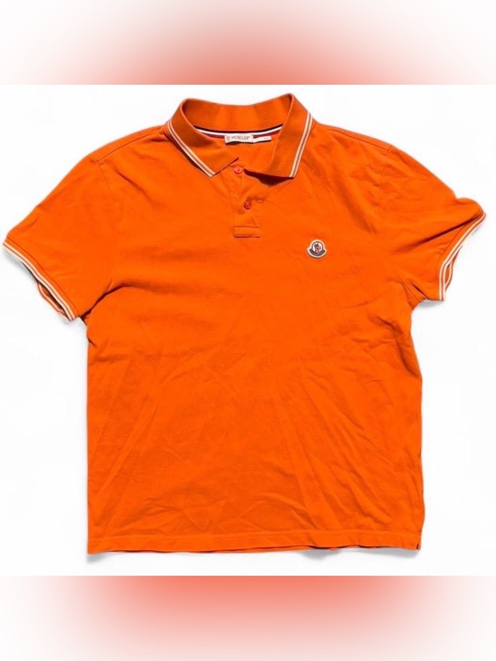 Moncler Maglia Men’s Orange Short-Sleeve Polo with White Trim